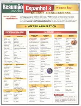 Imagem de RESUMAO - ESPANHOL 3 - VOCABULARIO